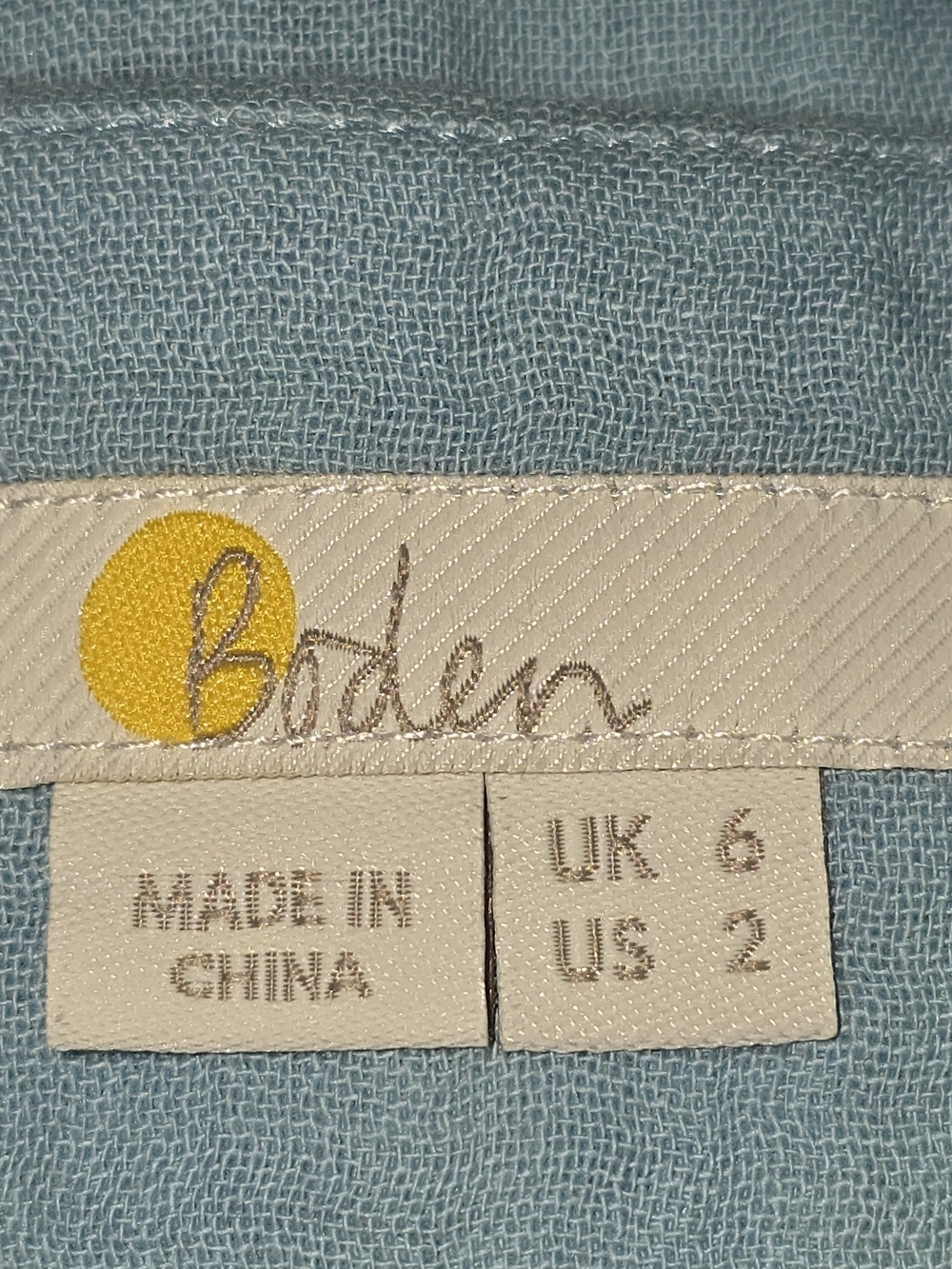 BODEN BERNADETTE EMBROIDERED COTTON DRESS SOFT BLUE WITH YELLOW DESIGN WOMENS 2 - Picture 10 of 12